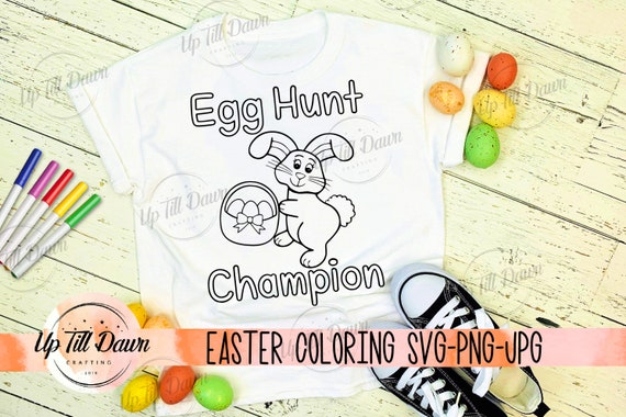 Egg Hunt Champion SVG, Egg Hunt Coloring SVG, Easter Coloring SVG