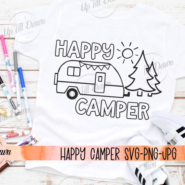 Camping Coloring Shirt SVG, Camping SVG, Happy Camper SVG