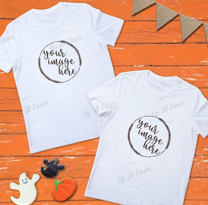 Download Halloween Two Children Shirt Mock Up White Kids T Shirt ...