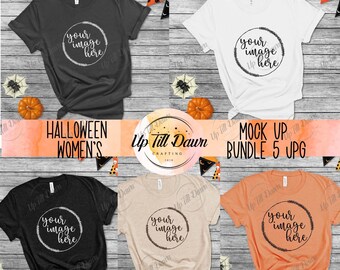 Halloween Damen Shirt Mock Up, T-Shirt Mock Up, Bella Canvas Halloween Mock Up, Bella Canvas Halloween Mock Up Bundle
