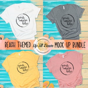 Summer Shirt Mock Up Bundle, Bella Canvas Beach Shirt Mock Up