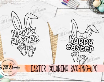Happy Easter Coloring SVG, Easter Coloring SVG, Easter Bunny Coloring SVG