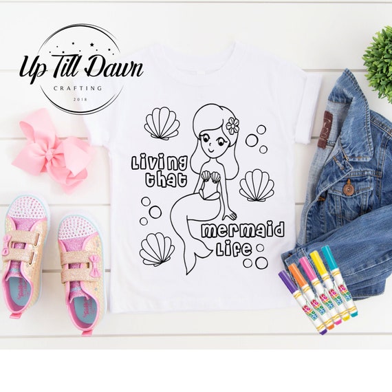 Mermaid Coloring SVG, Mermaid Life Coloring Shirt SVG