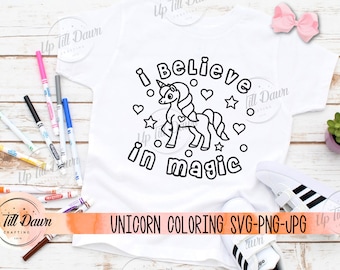 Unicorn Coloring SVG, Unicorn SVG,  Coloring Page SVG