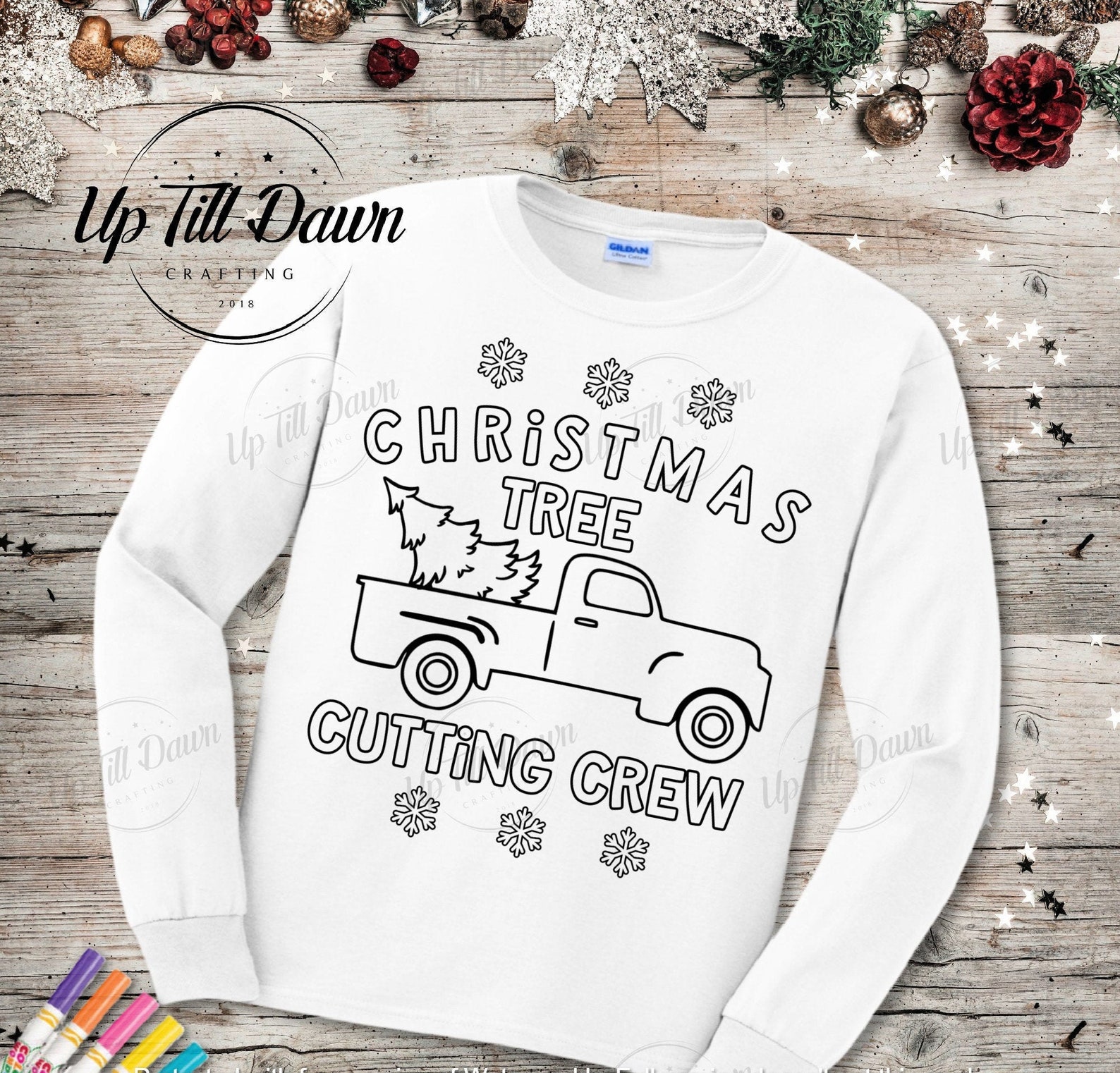 Christmas Tree Cutting Crew SVG Christmas Tree Coloring Shirt Etsy