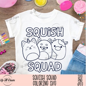 Squish Squad SVG, Coloring Squish Page PNG, Squish Squad PNG