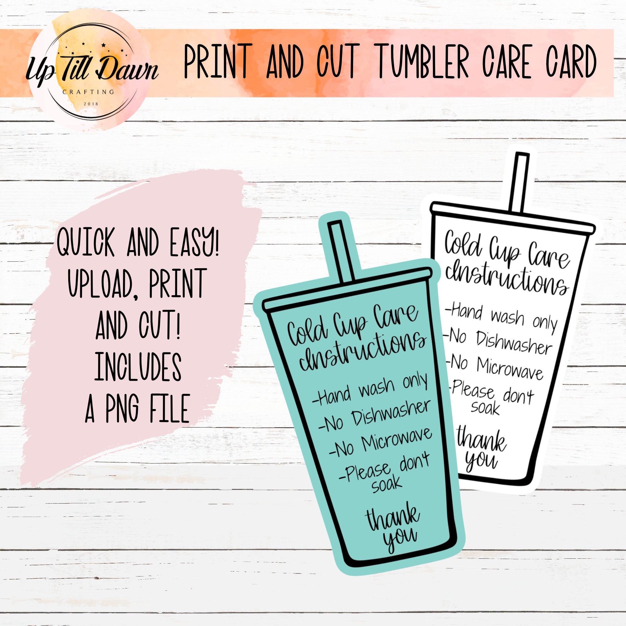 Tumbler Cup Care Instruction Label Care Card SVG Cut File Vector –  DNKWorkshop