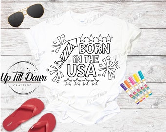 Born in the USA SVG, Summer Coloring SVG, 4th of July Coloring