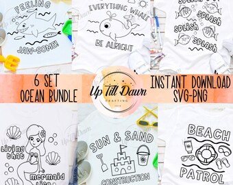 Pacote SVG para colorir oceano, SVG para colorir sob o mar