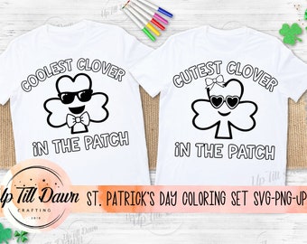 St. Patrick's Day Children Shirt SVG, Shamrock Coloring Shirt SVG, Coolest Clover Shirt SVG