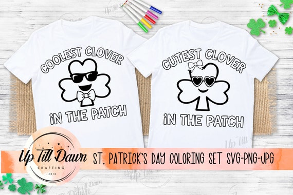 St. Patrick's Day Children Shirt SVG, Shamrock Coloring Shirt SVG, Coolest Clover Shirt SVG