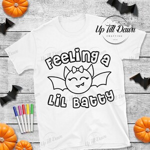 Feeling A LiL Batty SVG, Halloween Coloring SVG, Bat Coloring Shirt SVG