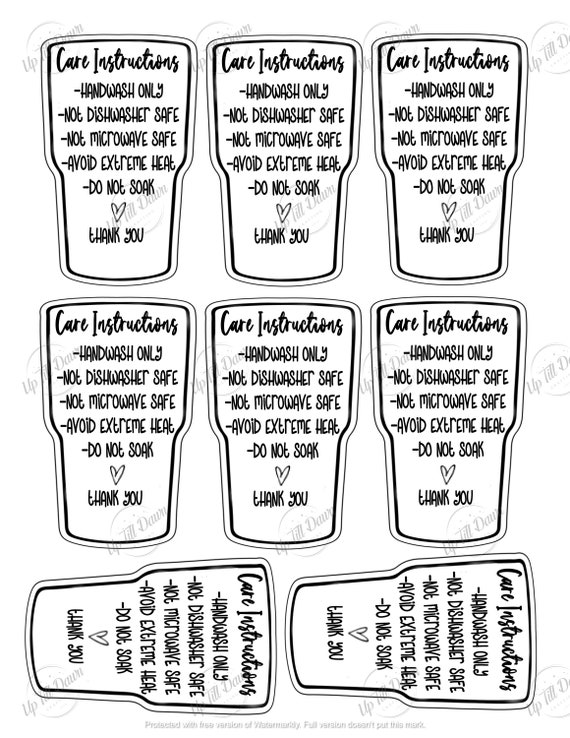 Vinyl Products Care Card Printable Coffee Tumbler - Etsy