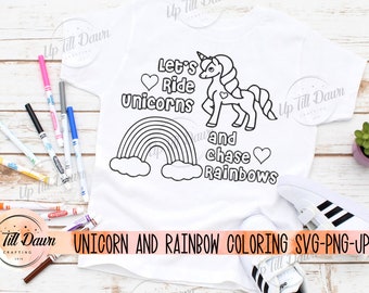 Unicorn Rainbow Coloring SVG, Coloring SVG