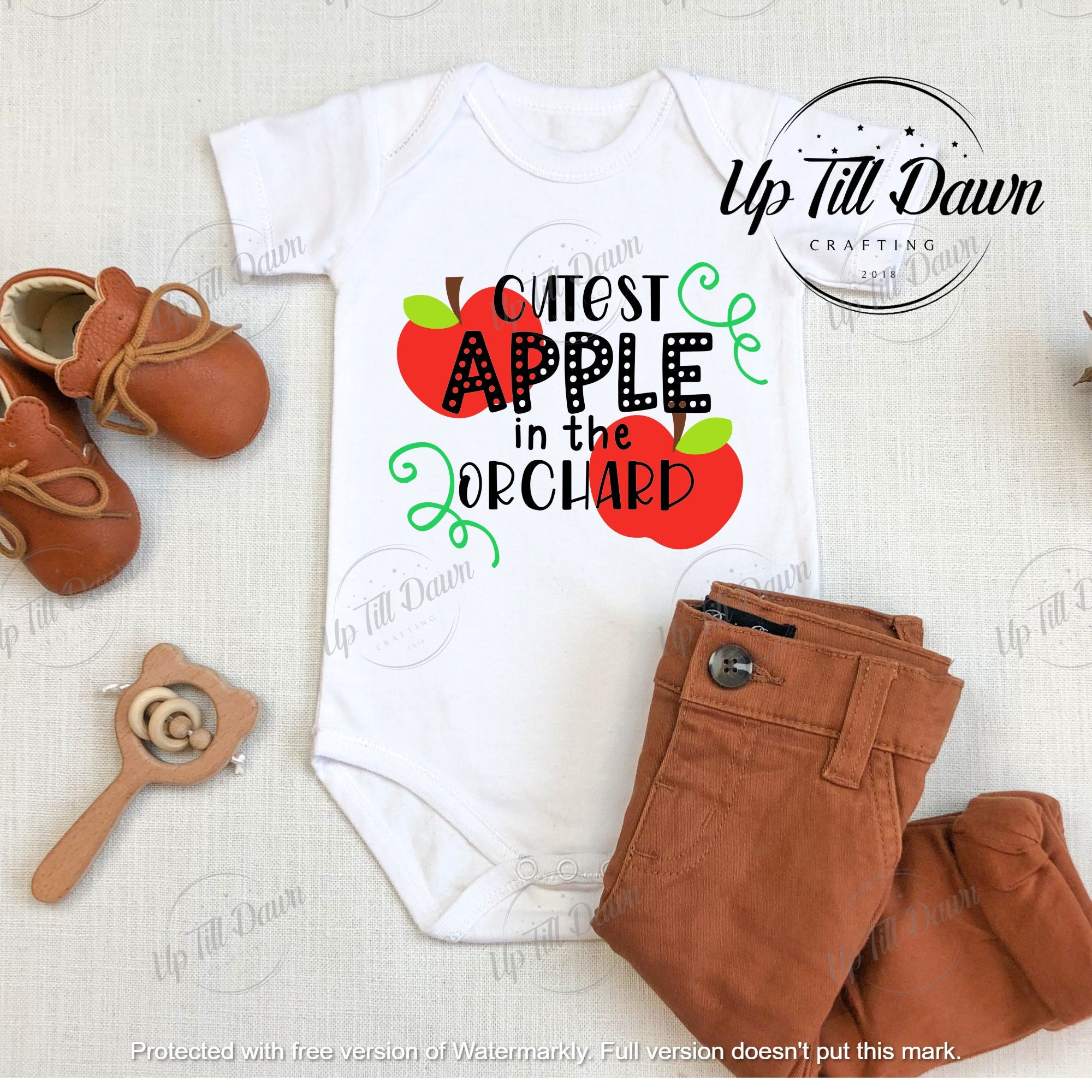 Apple Picking Baby Bodysuit SVG, Fall Baby Bodysuit SVG