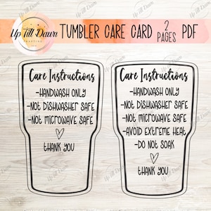 Vinyl Products Care Card, Printable Coffee Tumbler Instructions, Hand Wash Only Printable