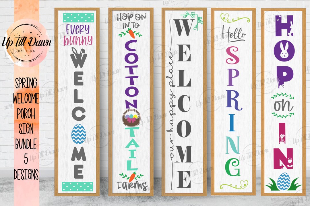 Spring Welcome Porch Sign Bundle SVG, Easter Welcome Porch SVG, Hop on ...
