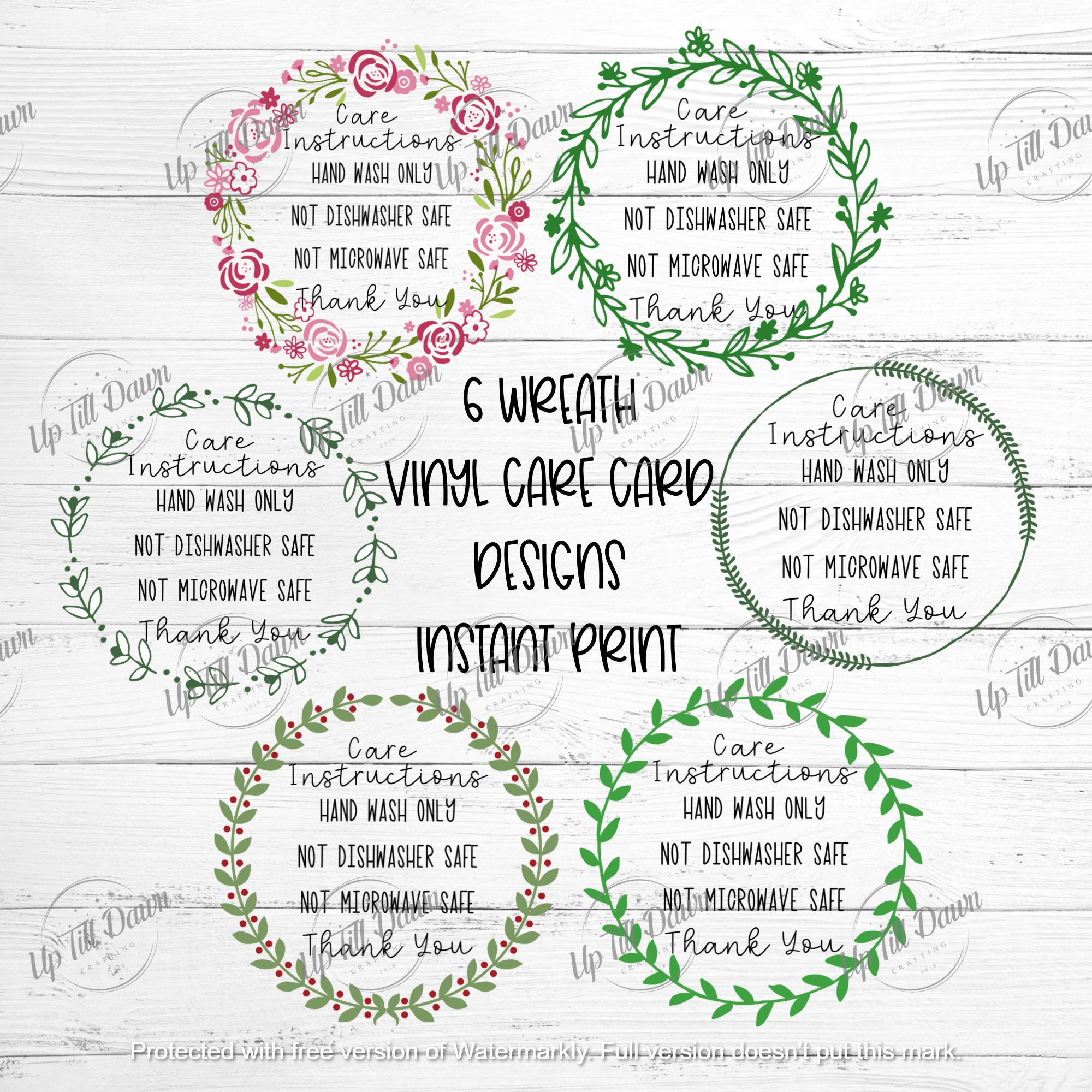 Hand Wash Only Cards for Vinyl Products Printable Printable - Etsy