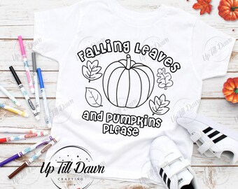 Fall Coloring SVG, Pumpkin Coloring Shirt SVG