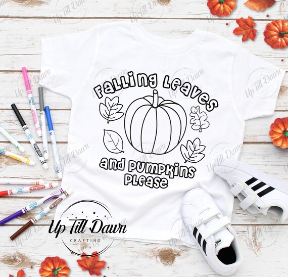 Fall Coloring SVG, Pumpkin Coloring Shirt SVG