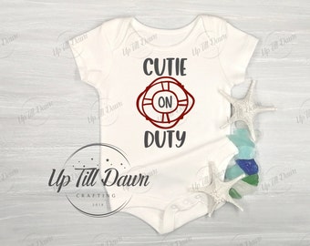 Cutie on Duty SVG, Baby Lifeguard SVG, Nautical Baby Bodysuit SVG