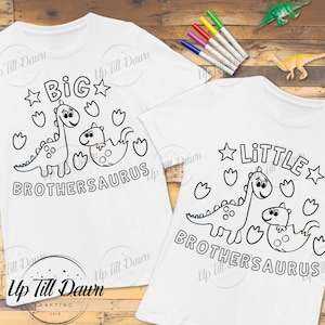 Big Brother Dinosaur SVG, Little Brother Brother SVG, Dinosaur Coloring SVG