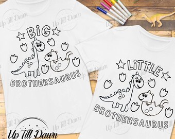 Big Brother Dinosaurier SVG, kleiner Bruder Bruder SVG, Dinosaurier Färbung SVG