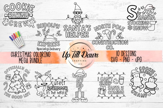 Download Christmas Coloring Svg Mega Bundle Elf Coloring Svg Santa Etsy