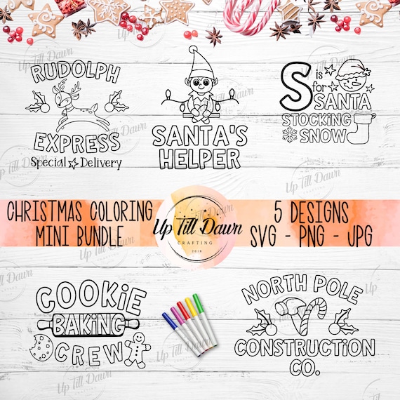 Christmas Coloring SVG Bundle 2, Elf Coloring SVG, Santa Coloring SVG, Christmas Coloring Shirt Bundle