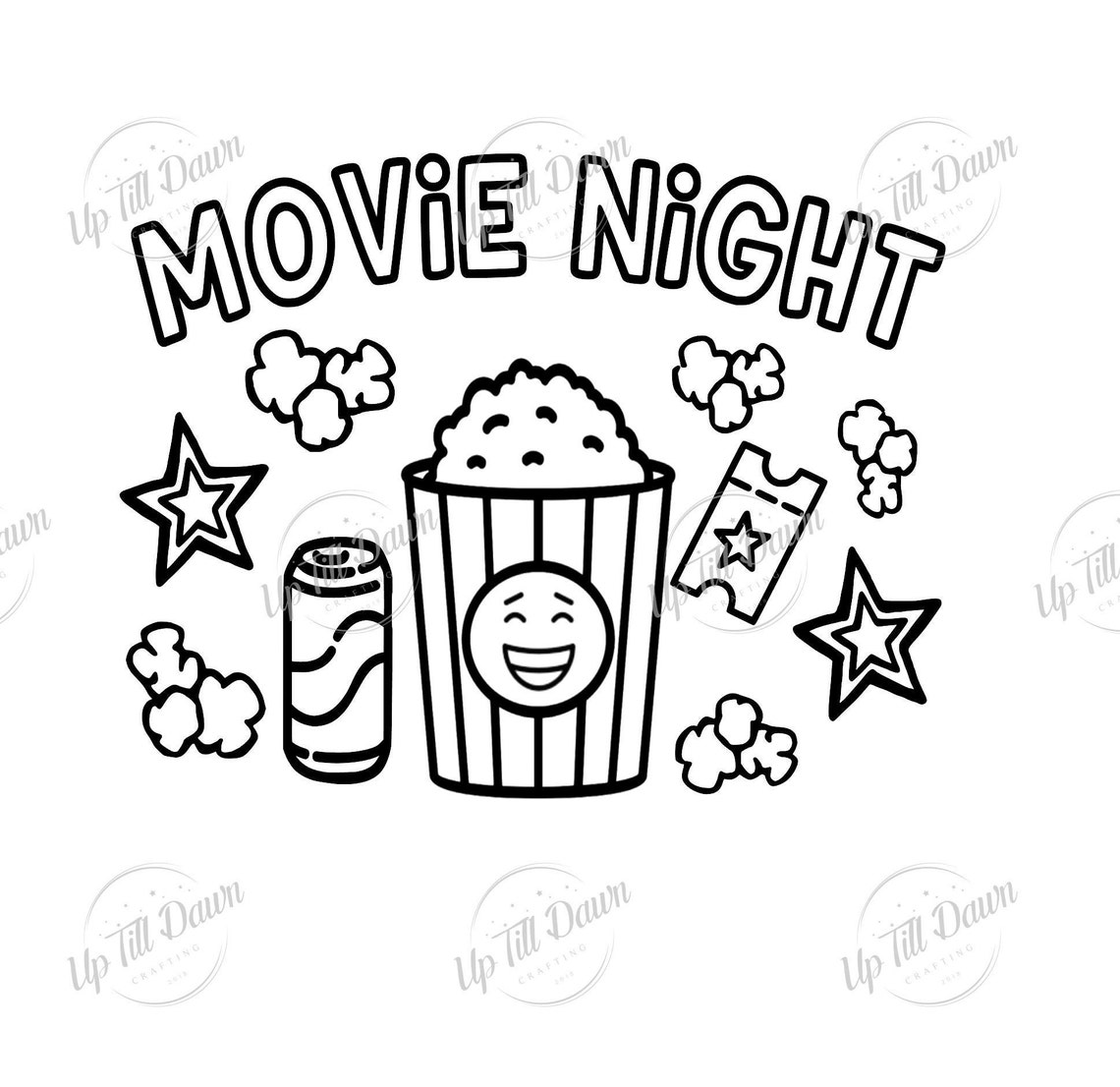 Movie Night SVG Movie Coloring Shirt SVG Etsy