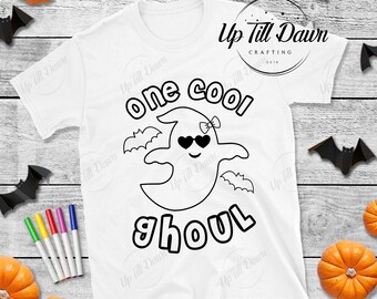 Ghost Coloring SVG, Halloween Coloring Shirt SVG