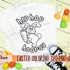 Pâques Coloriage SVG, Lapin de Pâques Coloriage Chemise SVG, Coloriage Panier de Pâques SVG