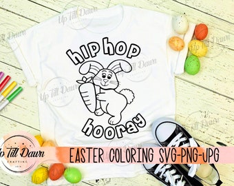 Easter Coloring SVG, Easter Bunny Coloring Shirt SVG, Coloring Easter Basket SVG