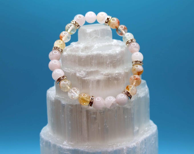 Love Spell Bracelet — Rose Quartz x Citrine (8mm Beads)