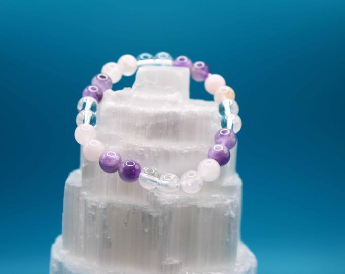 Love and Healing Combo  Bracelet (Amethyst, Clear Quartz , & Rose Quartz)