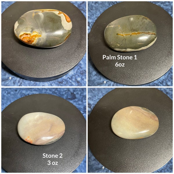 Palm Stones (Polychrome Jasper, Flower Agate, Agate, Golden Healer, Blue Aventurine)