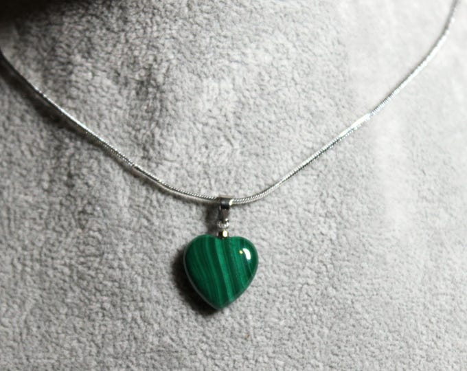 Natural Malachite Heart Crystal Pendant