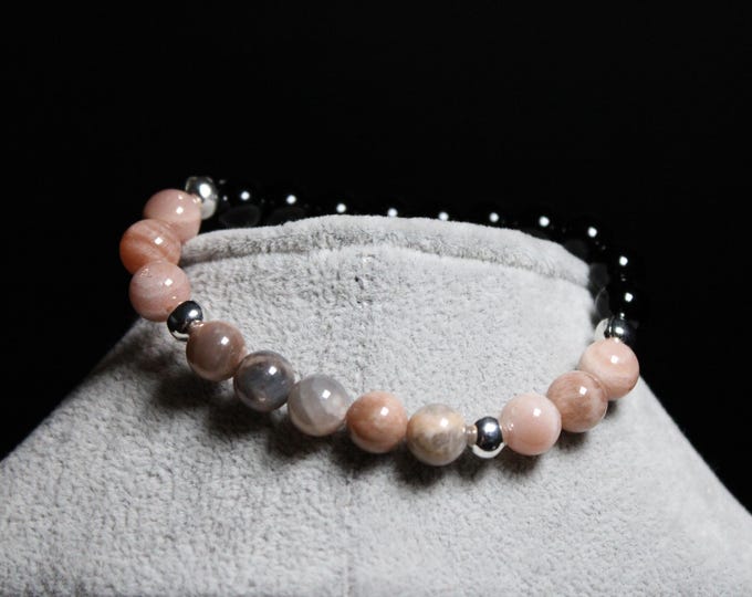 Awakening and Growth Bracelet (Sunstone, Black Moonstone, and Onyx)