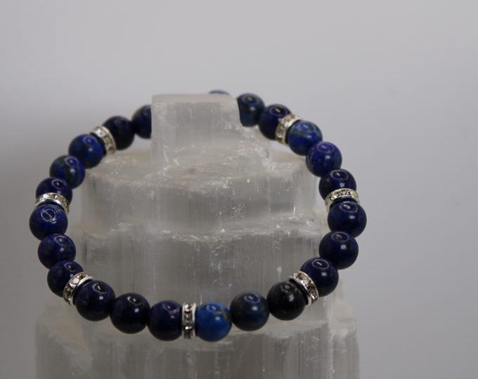 Lapis Lazuli Shimmer Bracelet (6mm & 8mm Beads Available)