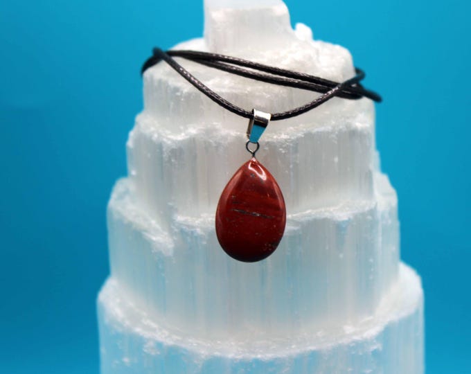 Petite Red Jasper Teardrop Pendant