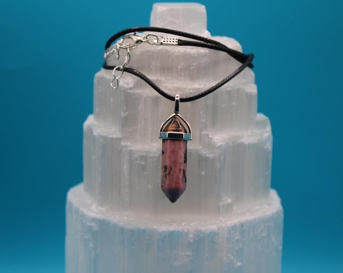 Rhodonite Pointed Pendant — Heart Healing • Emotional Balance • Compassion