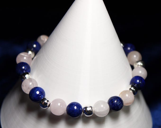 Truth and Harmony Bracelet (Rose Quartz & Lapis Lazuli) (6mm and 8mm Beads Available)