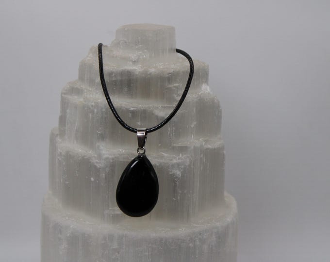 Petite Obsidian Teardrop Pendant