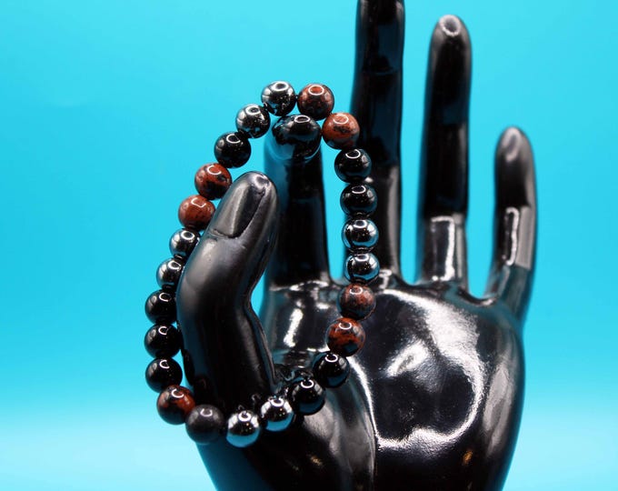 Grounded Protection Bracelet (Mahogany Obsidian, Black Obsidian, and Hematite)