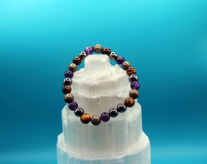 Abundance Bracelet  (Tigers Eye, Amethyst, Pyrite, & Hematite) 8mm