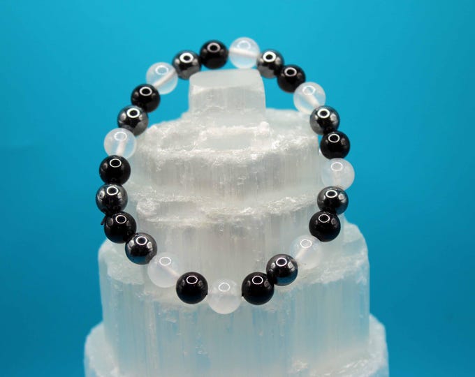 Aura Protection Bracelet (Selenite, Obsidian, & Hematite )