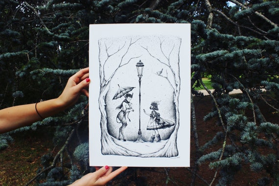 Meeting At The Lamp Post Archival Print Giclee Print Etsy