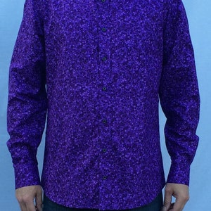 Stage Wear Camisa para Hombre, Edición Limitada, Púrpura Oscuro, Hombres Camisa de Manga Larga, Hecho a mano, Camisa vibrante, Camisa única, Regalo único,