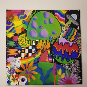 Trippy space mushroom canvas