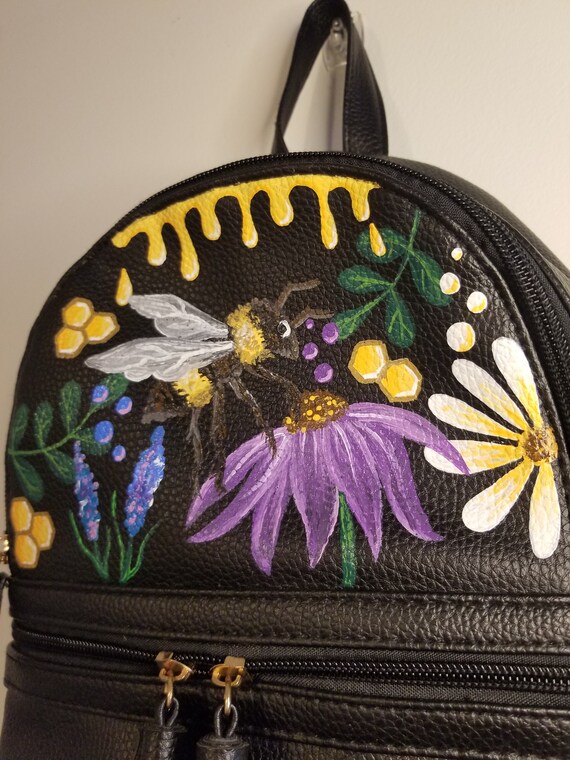 bee leather backpack Mur Little Owly GLENLCWE Bee Daisy Print Backpack